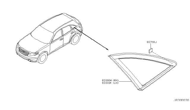 2006 Infiniti FX35 Glass Assy-Side Window,LH Diagram for 83301-CG000