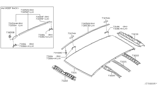 2003 Infiniti FX45 Roof Panel & Fitting Diagram 1