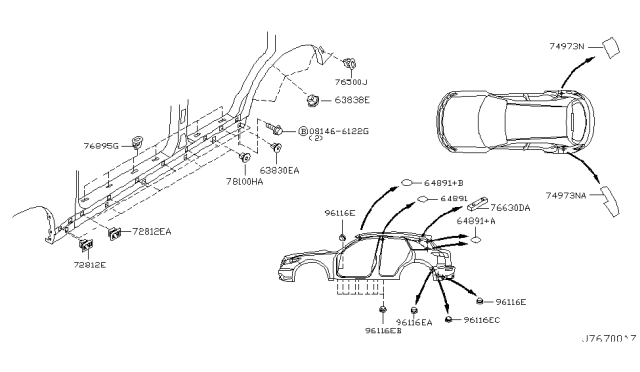 2005 Infiniti FX35 Body Side Fitting Diagram 4