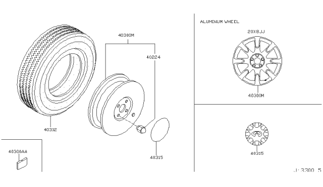 2005 Infiniti FX35 Road Wheel & Tire Diagram 3