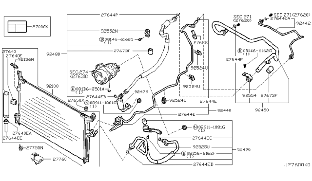 2004 Infiniti FX45 Condenser,Liquid Tank & Piping Diagram 1