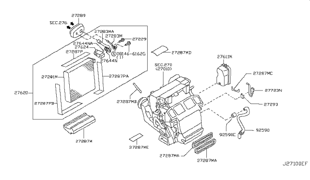2008 Infiniti FX45 EVAPOLATOR Assembly-Front Diagram for 27281-CB62A