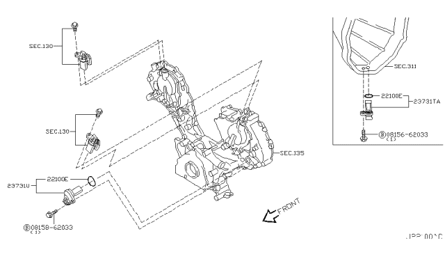 2004 Infiniti FX45 CAMSHAFT Position Sensor Diagram for 23731-4M505