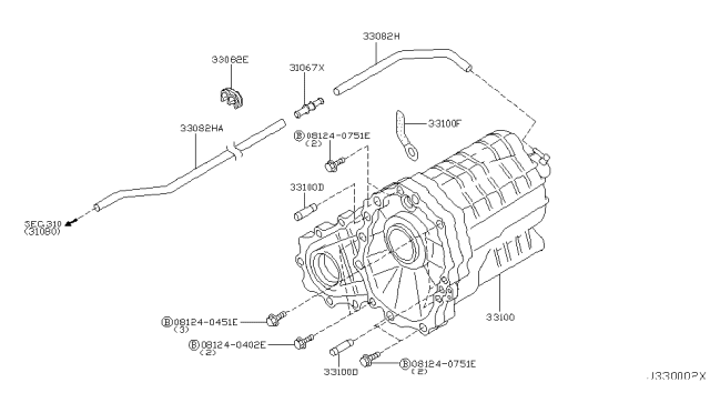 2007 Infiniti FX35 Transfer Assembly & Fitting Diagram 1