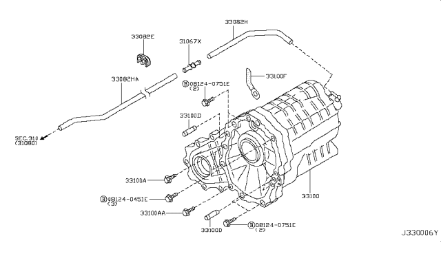 2007 Infiniti FX45 Clip-Harness,Transfer Switch Diagram for 24210-AC300