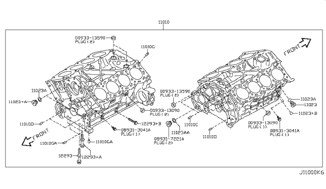 2005 Infiniti FX35 Cylinder Block & Oil Pan Diagram 5