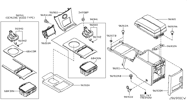 2007 Infiniti FX35 Finisher-Instrument Diagram for 68413-CL75A