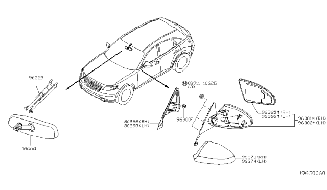 2004 Infiniti FX45 Rear View Mirror Diagram 3