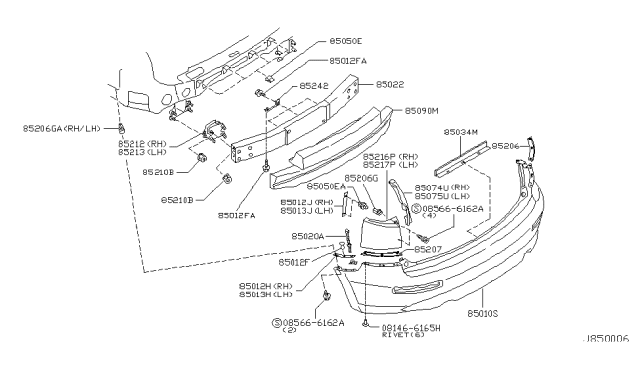 2004 Infiniti FX35 Rear Bumper Diagram