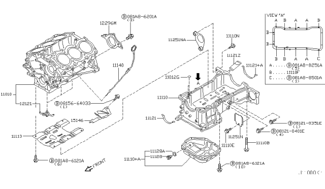 2003 Infiniti FX35 Oil Level Gauge Diagram for 11140-AR020