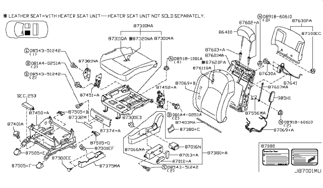 2006 Infiniti FX45 Cover-Seat Slide Diagram for 87557-CL70C