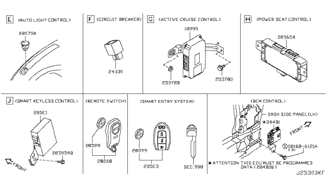 2006 Infiniti FX35 Active Cruise Control Assembly Diagram for 18995-8Y70A