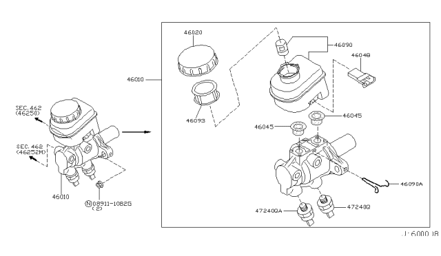 2003 Infiniti FX45 Cylinder Assy-Brake Master Diagram for 46010-CG000