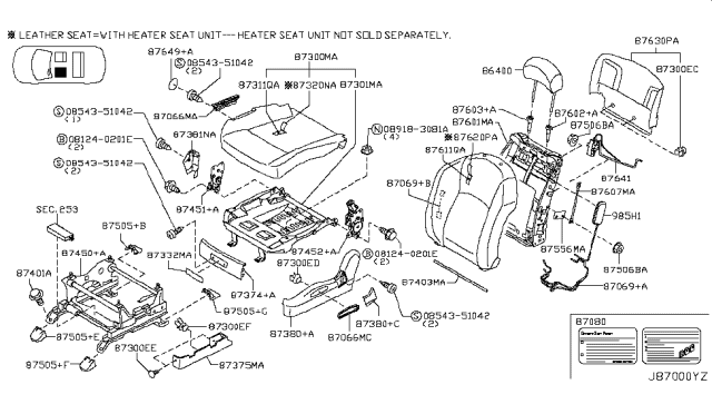 2004 Infiniti FX35 FINISHER Assembly-Cushion,Front Seat L Diagram for 87389-CG000