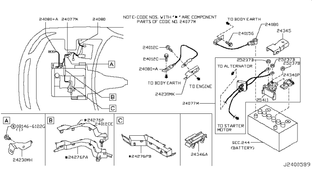 2006 Infiniti FX45 Battery Terminal Assembly-Connector Diagram for 24340-CG000