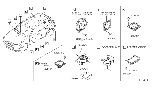 2004 Infiniti FX35 Speaker Unit Diagram for 28156-5Y500