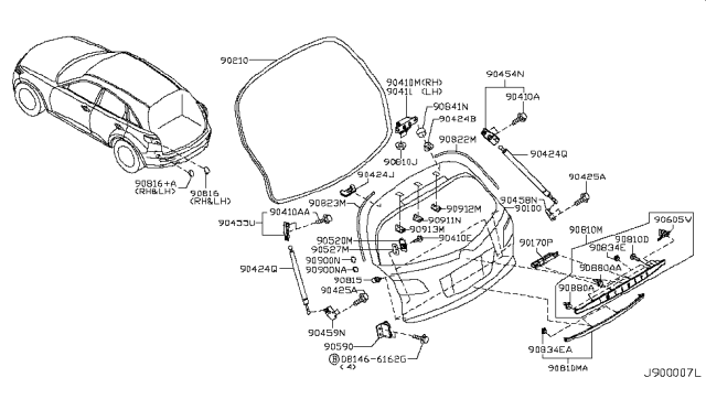 2008 Infiniti FX35 Cap-Nut Diagram for 90864-CG00A