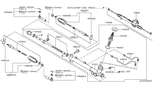 2003 Infiniti FX45 Boot Kit-Power Steering Gear Diagram for 48203-4U026