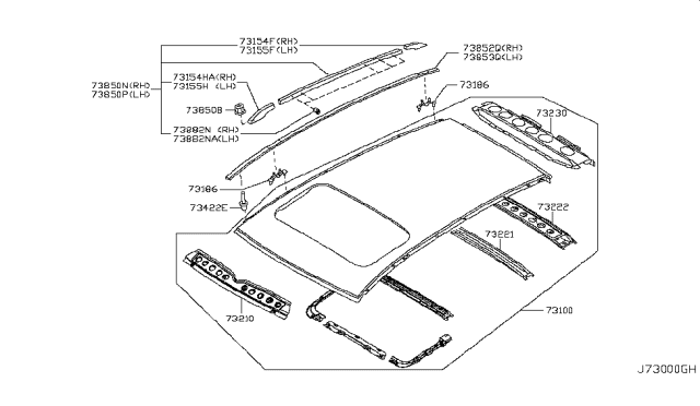 2006 Infiniti FX35 Roof Panel & Fitting Diagram 3