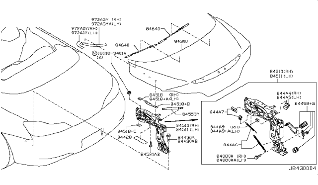 2014 Infiniti Q60 Trunk Lid & Fitting Diagram 1