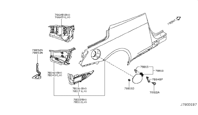 2015 Infiniti Q60 Rear Fender & Fitting Diagram
