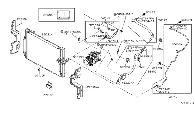 2010 Infiniti G37 Condenser,Liquid Tank & Piping Diagram