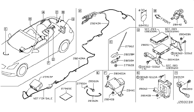 2009 Infiniti G37 Feeder-Antenna Diagram for 28242-JJ56B