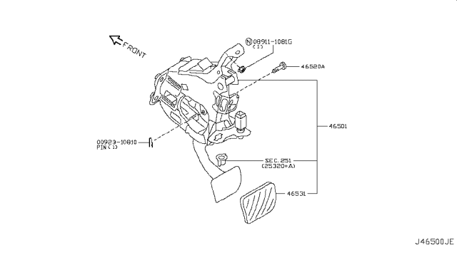 2010 Infiniti G37 Brake & Clutch Pedal Diagram 2