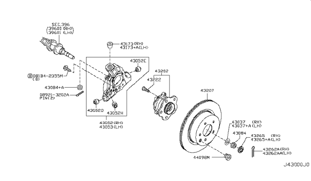 2009 Infiniti G37 Housing-Rear Axle,RH Diagram for 43018-1BA0A