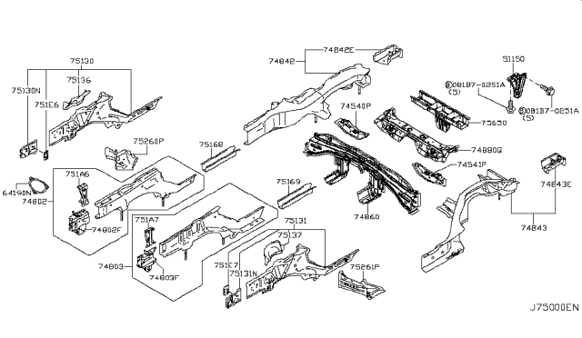 2015 Infiniti Q60 Connector Assembly-HOODLEDGE,RH Diagram for 64190-1CA0A