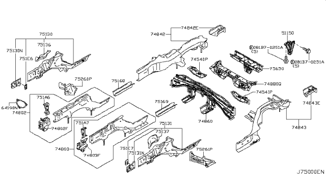 2015 Infiniti Q60 Connector Assembly-Front Side Member, RH Diagram for 751A6-1EA0A