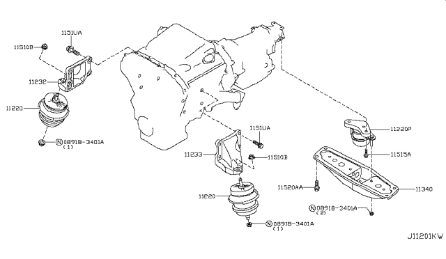 2013 Infiniti G37 Engine & Transmission     Mounting Diagram 2