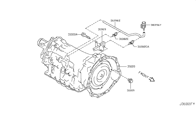 2011 Infiniti G37 Convertible Auto Transmission,Transaxle & Fitting Diagram 1