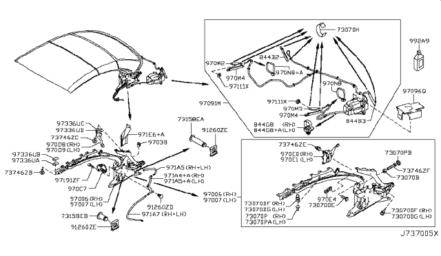 2015 Infiniti Q60 Convertible Open Roof Parts Diagram 2