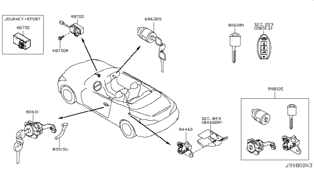 2010 Infiniti G37 Key Set & Blank Key Diagram 2