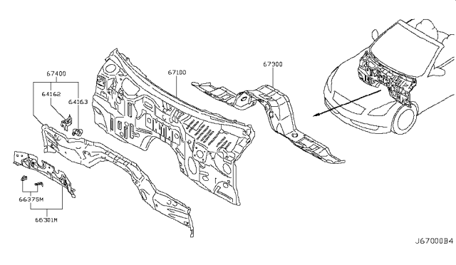 2015 Infiniti Q60 Dash Upper Diagram for F7100-JJ9FA