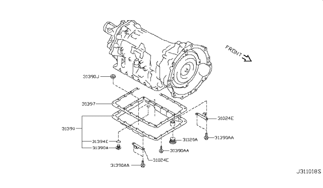 2010 Infiniti G37 Convertible Torque Converter,Housing & Case Diagram 1