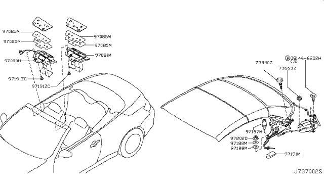 2011 Infiniti G37 Convertible Open Roof Parts Diagram 4