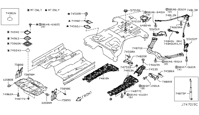 2014 Infiniti Q60 Convertible Floor Fitting Diagram 5