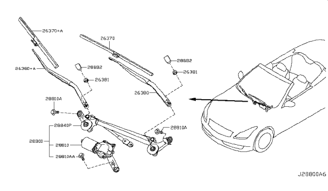 2011 Infiniti G37 Convertible Windshield Wiper Diagram 1