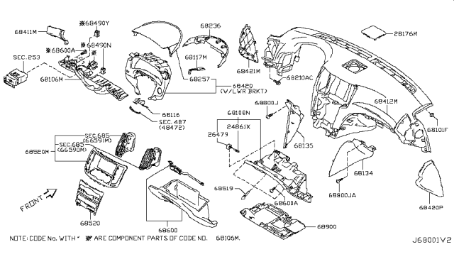 2010 Infiniti G37 Instrument Panel,Pad & Cluster Lid Diagram 4