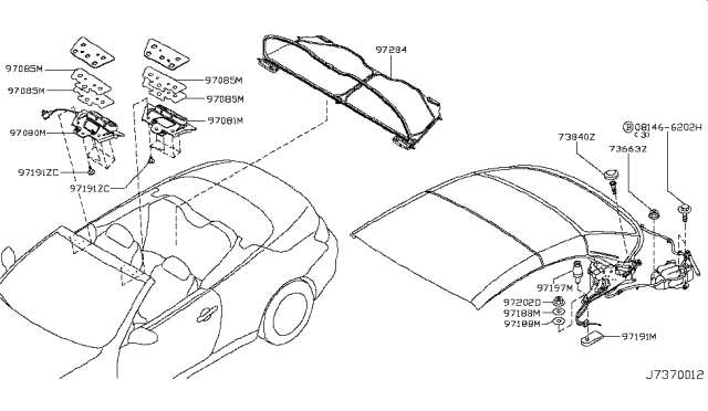 2010 Infiniti G37 Convertible Open Roof Parts Diagram 3