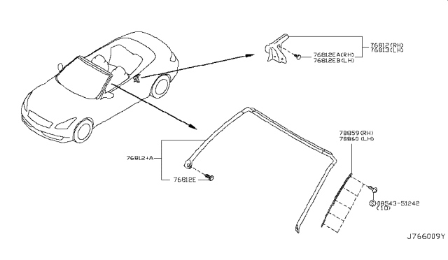 2012 Infiniti G37 Convertible Body Side Moulding Diagram