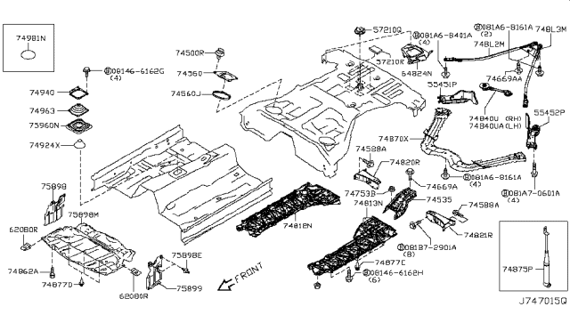 2015 Infiniti Q60 Floor Fitting Diagram 3