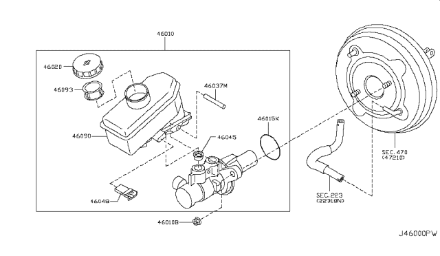 2010 Infiniti G37 Convertible Brake Master Cylinder Diagram 1