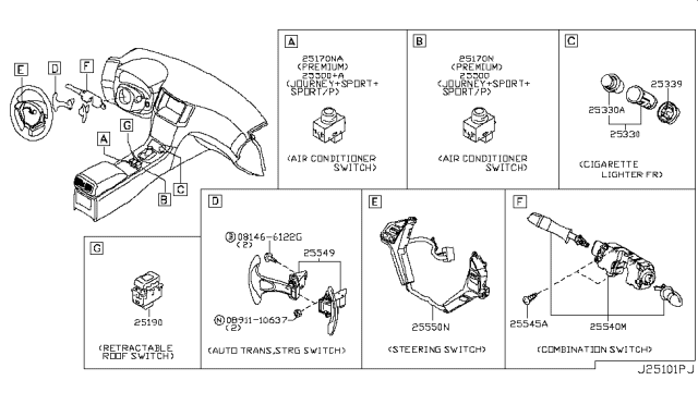 2012 Infiniti G37 Convertible Switch Diagram 1