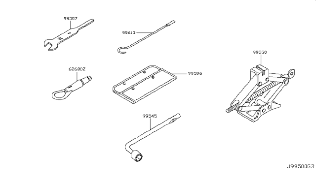 2015 Infiniti Q60 Tool Kit & Maintenance Manual Diagram 1