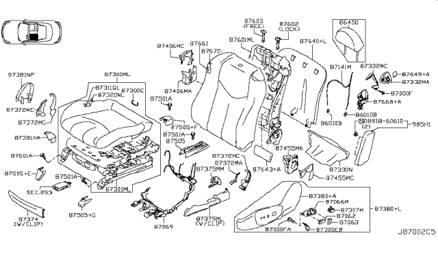 2009 Infiniti G37 Convertible Front Seat Diagram 1
