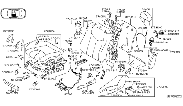 2009 Infiniti G37 Front Seat Diagram 1