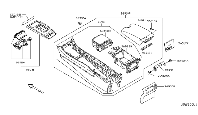 2009 Infiniti G37 Console Box Diagram 2